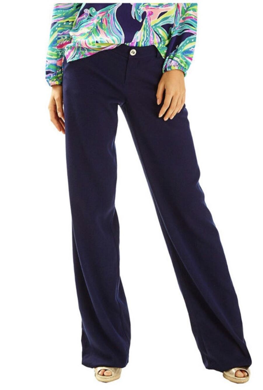 Lilly Pulitzer Women's Braylen Palazzo Pants Midnight Navy Size 12. NEW!